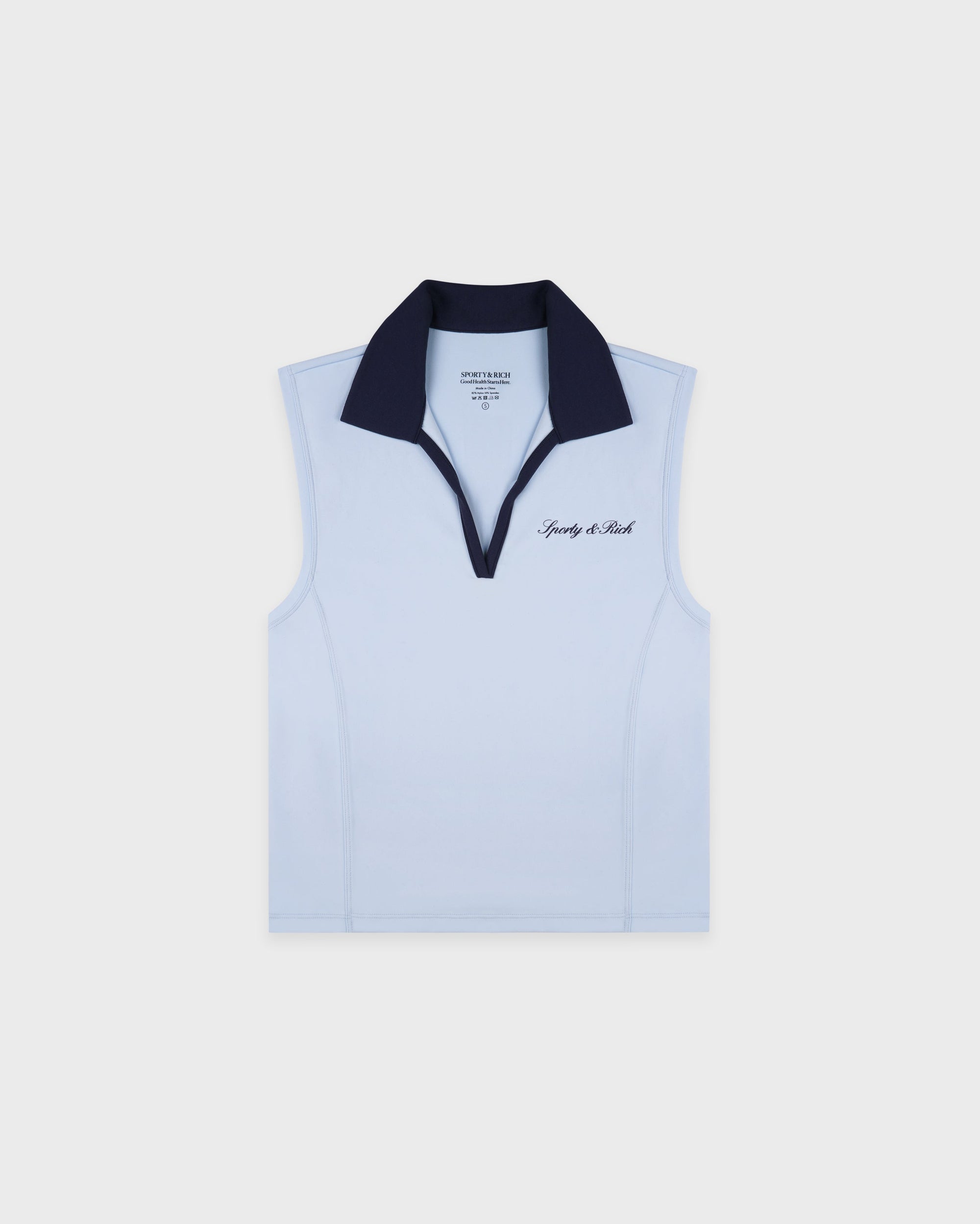 Gilet polo de sport avec logo Signature - Ciel/Bleu marine
