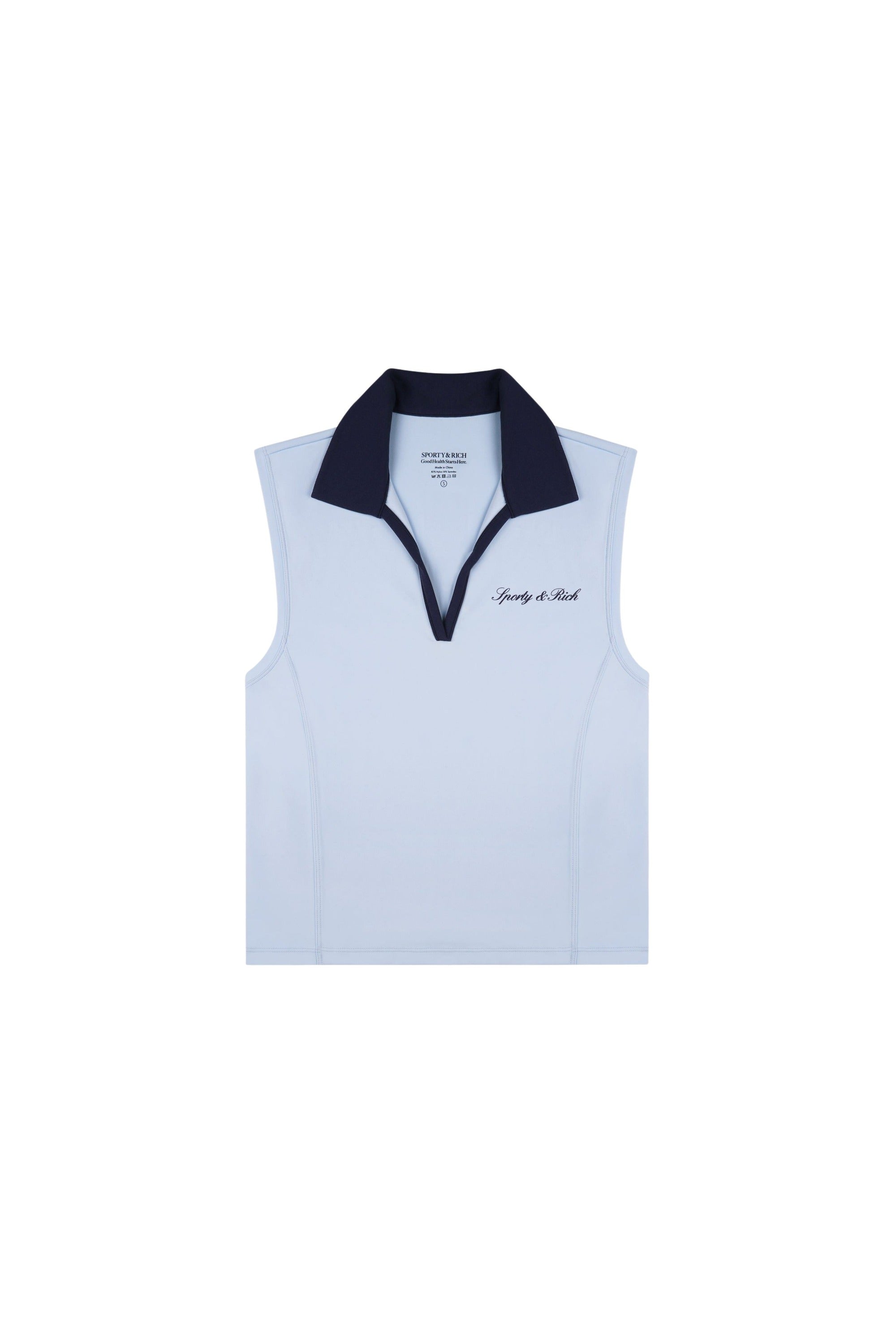 Gilet polo de sport à logo Signature - Ciel & Bleu Marine