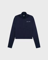 Pull de sport à fermeture éclair quart de longueur Signature Logo - Bleu marine