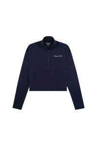 Pull de sport à col zippé Signature Logo - Bleu Marine