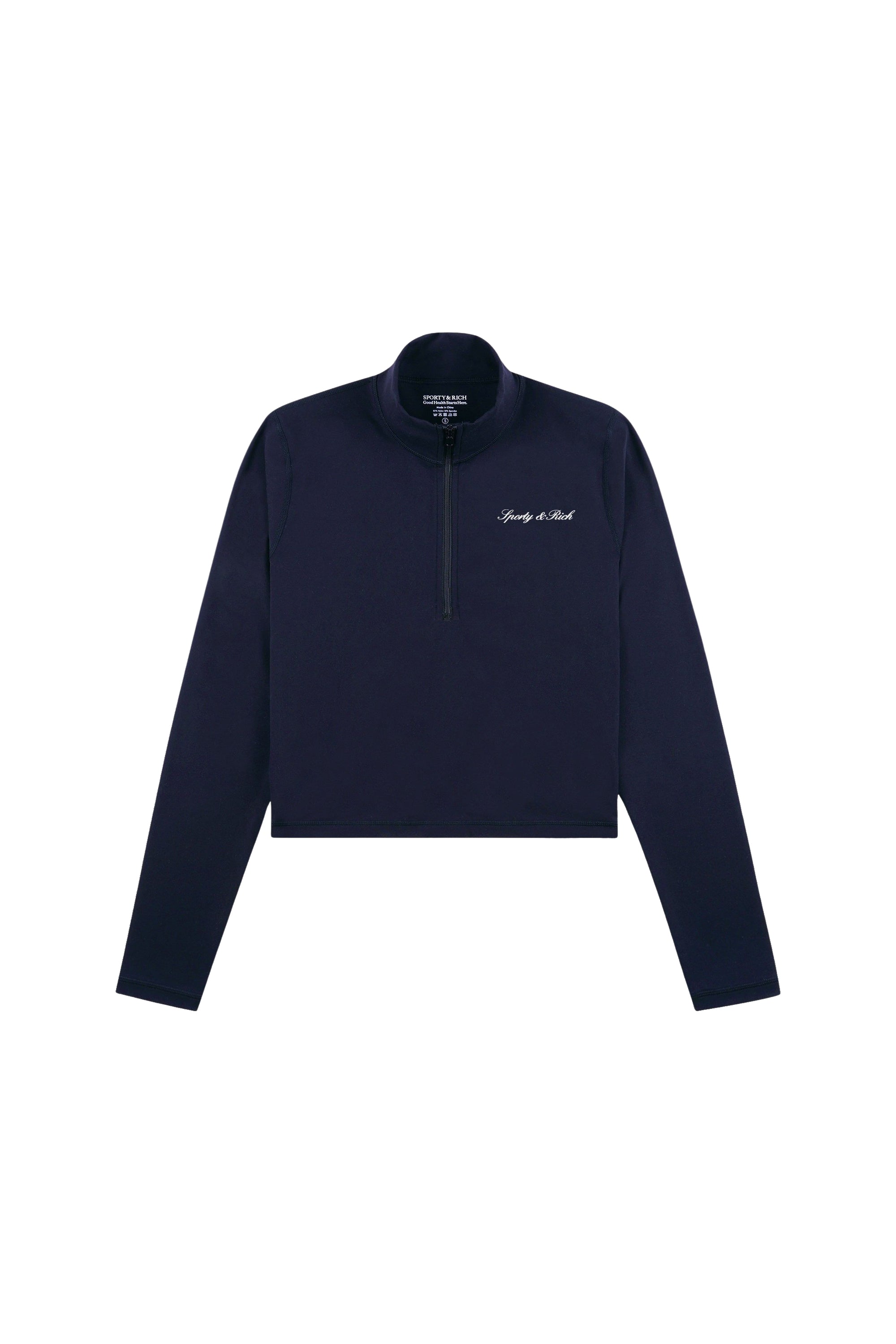 Pull de sport à col zippé Signature Logo - Bleu Marine