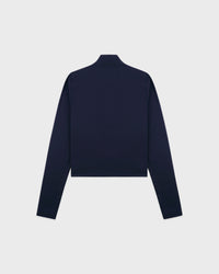 Pull de sport à fermeture éclair quart de longueur Signature Logo - Bleu marine