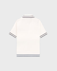 Polo « Signature Logo » à mini-côtes - Écru/Bleu marine
