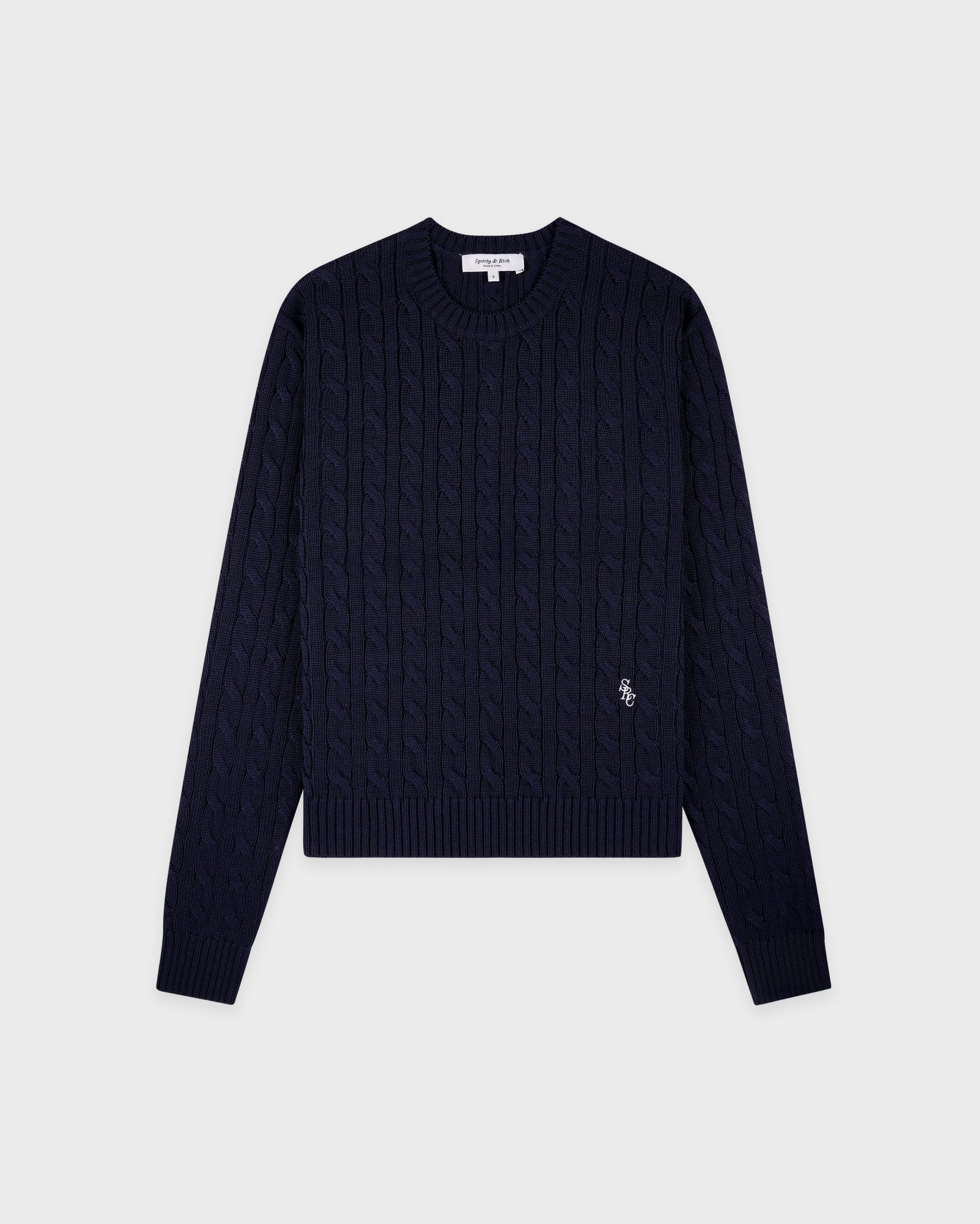 Pull SRC à torsades - Bleu marine foncé