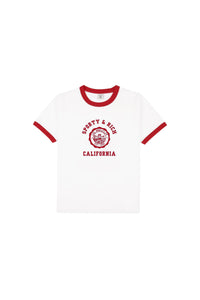 T-shirt à col rond California Emblem - Blanc & Rubis
