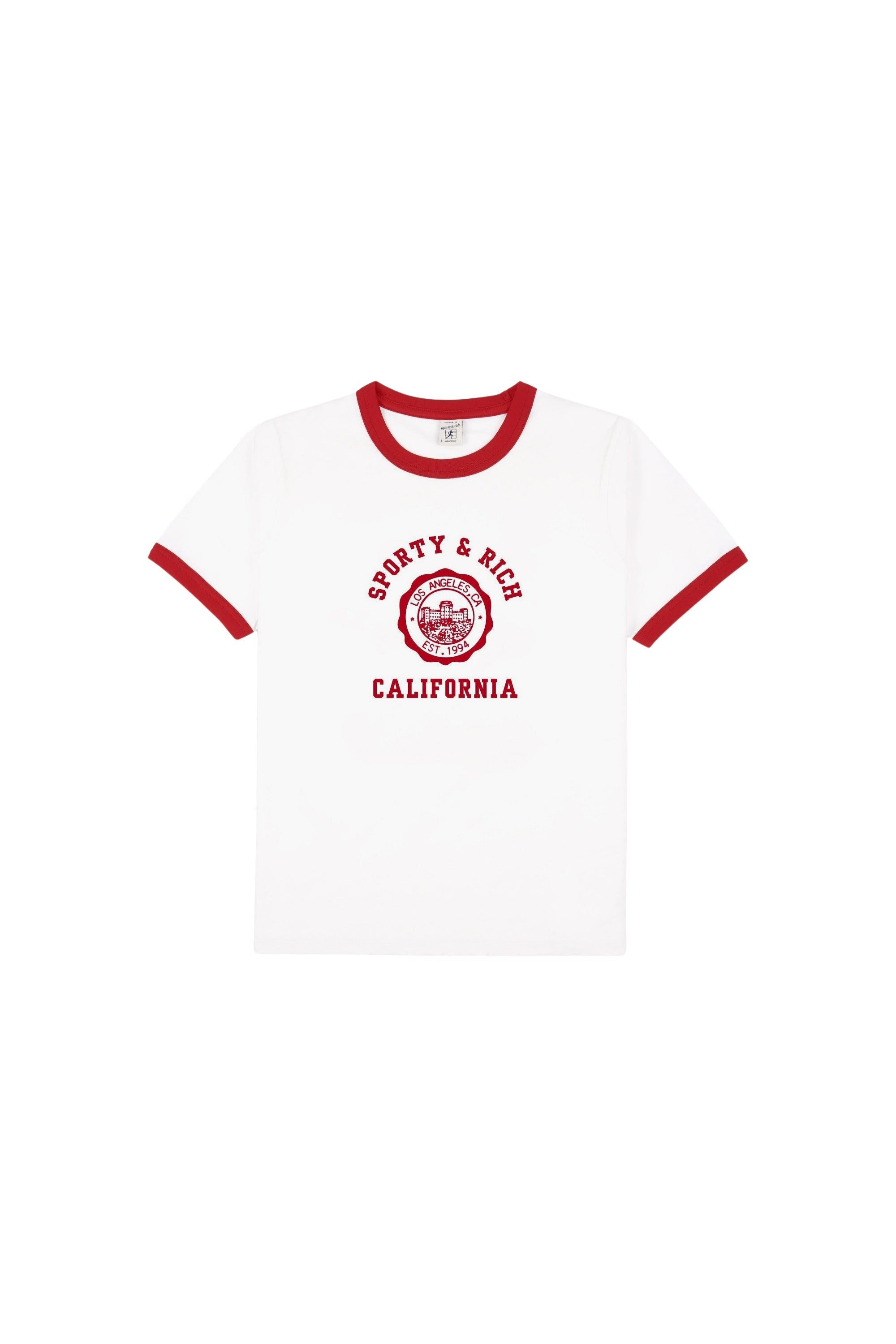 T-shirt à col rond California Emblem - Blanc & Rubis