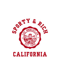 T-shirt à col resserré California Emblem - Blanc/Rubis