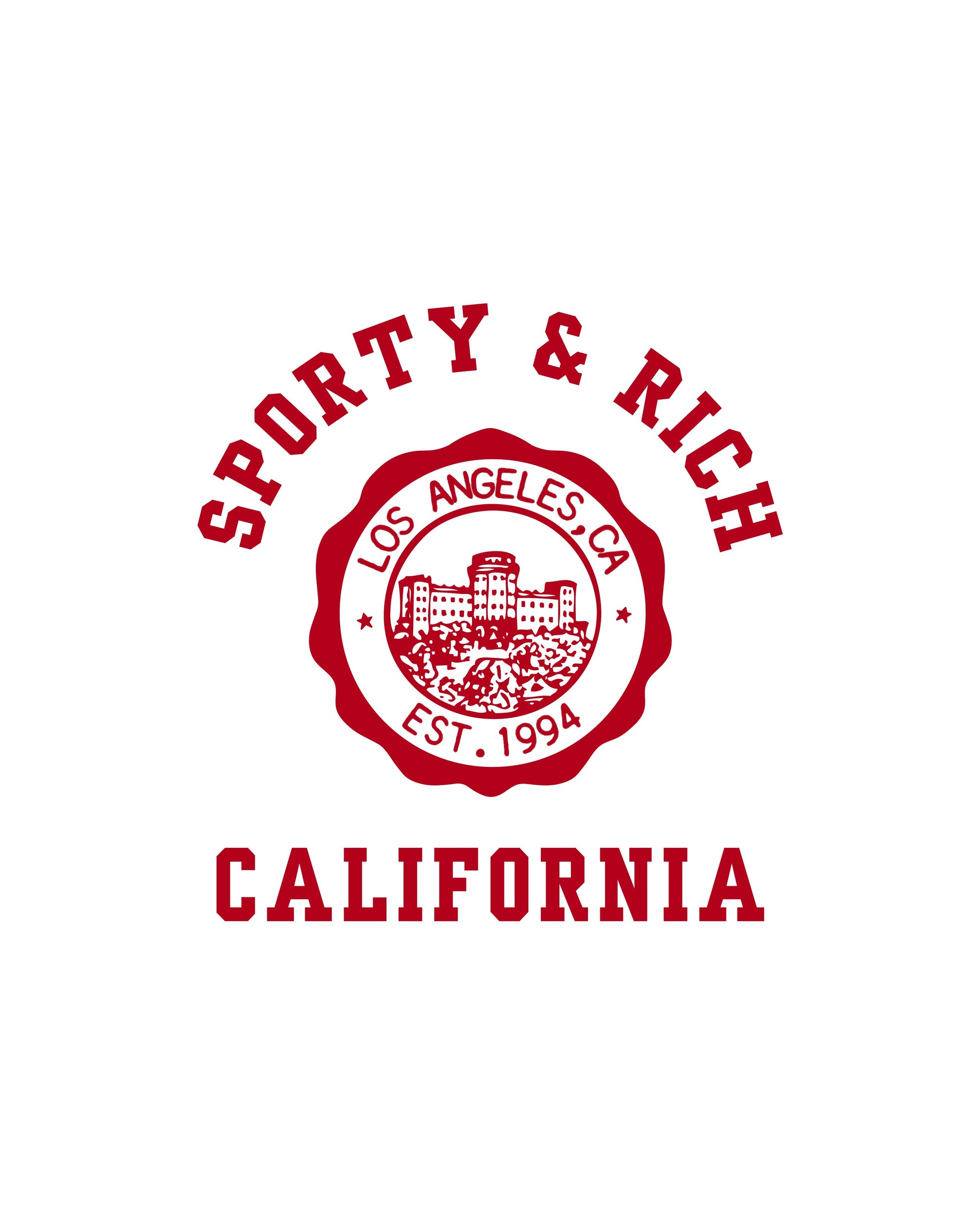 T-shirt à col resserré California Emblem - Blanc/Rubis