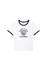 T-shirt à col rond California Emblem - Blanc & Bleu Marine Foncé