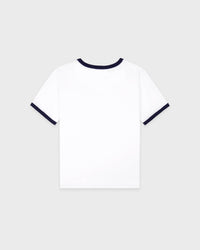 T-shirt à col rond et bordures « California Emblem » - Blanc/Bleu marine foncé