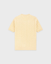 Pull en coton SRC à mailles torsadées - Amande/Bleu marine