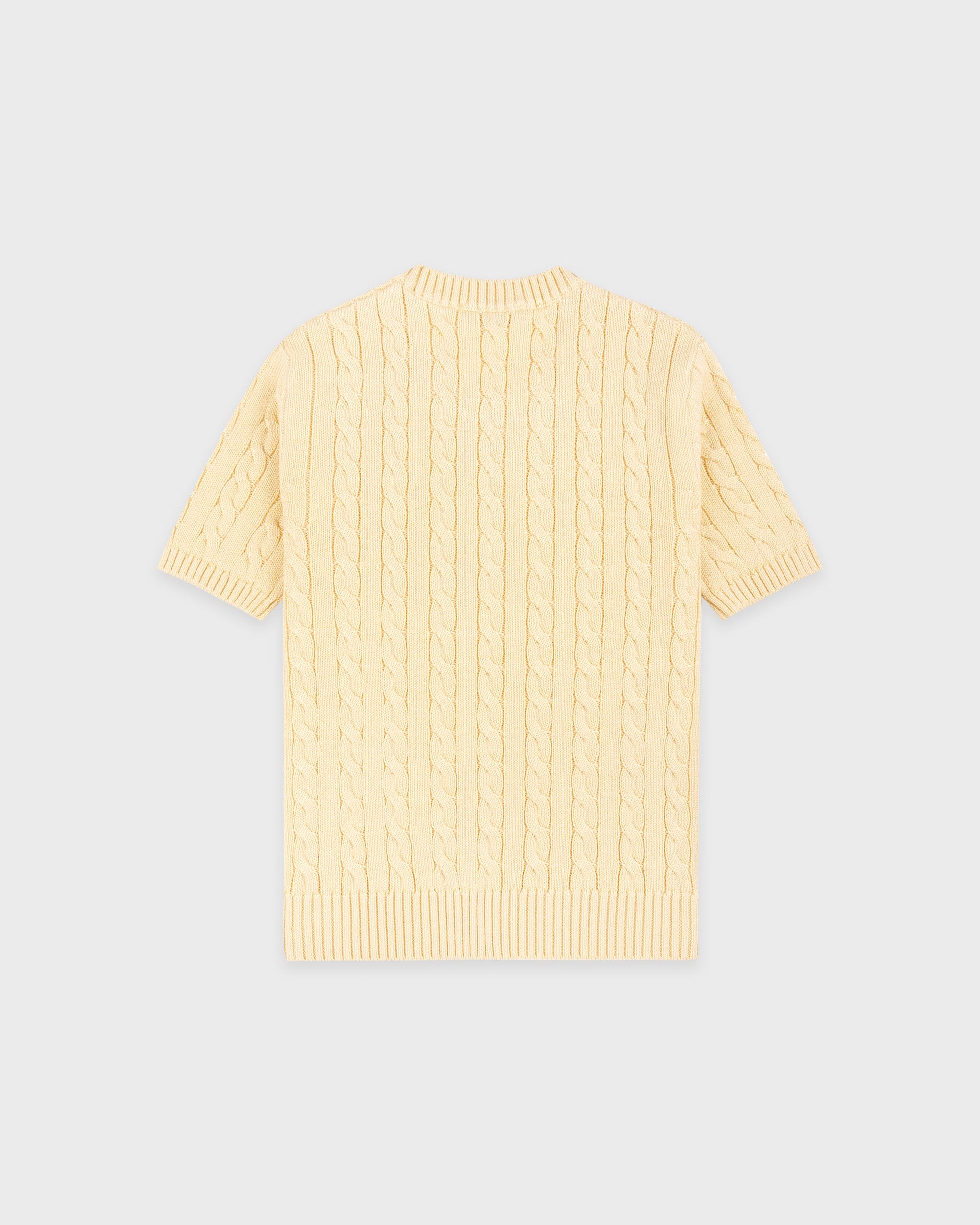 Pull en coton SRC à mailles torsadées - Amande/Bleu marine