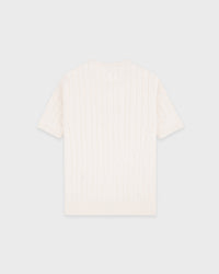 Pull en coton SRC à mailles torsadées - Écru/Bleu marine