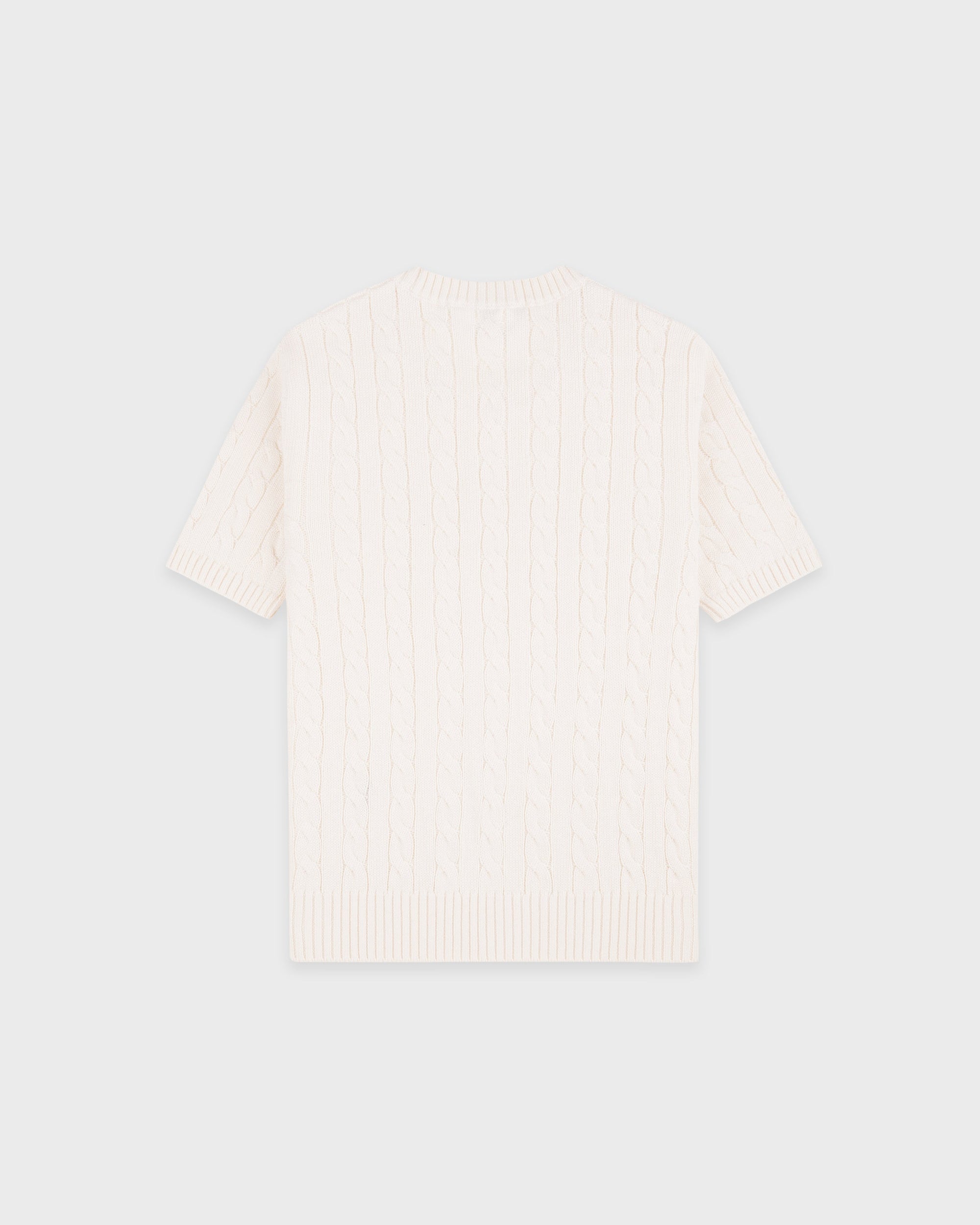 Pull en coton SRC à mailles torsadées - Écru/Bleu marine