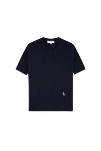 SRC cable-knit jumper - Navy Blue & White