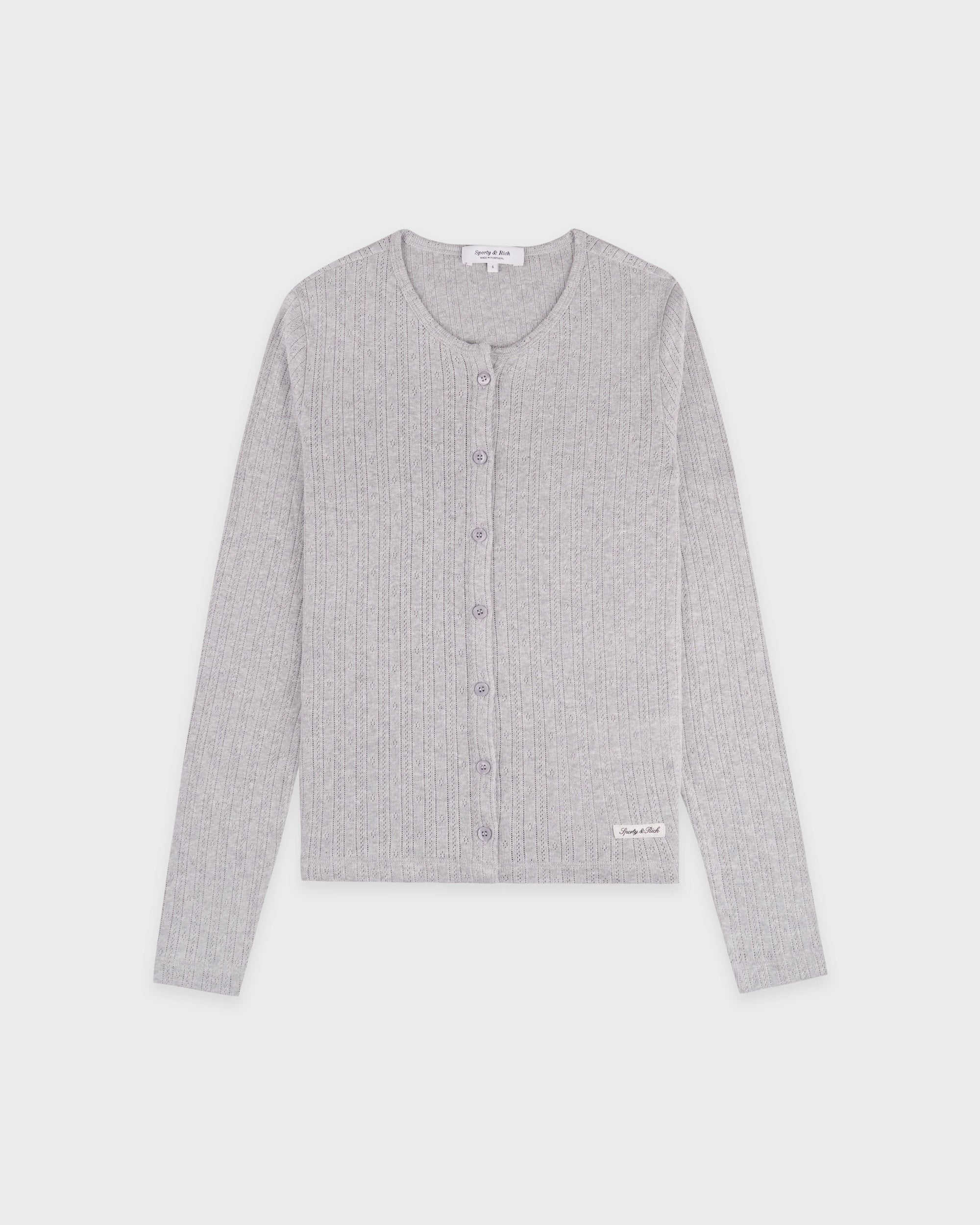 Cardigan en pointelle avec logo emblématique - Gris chiné