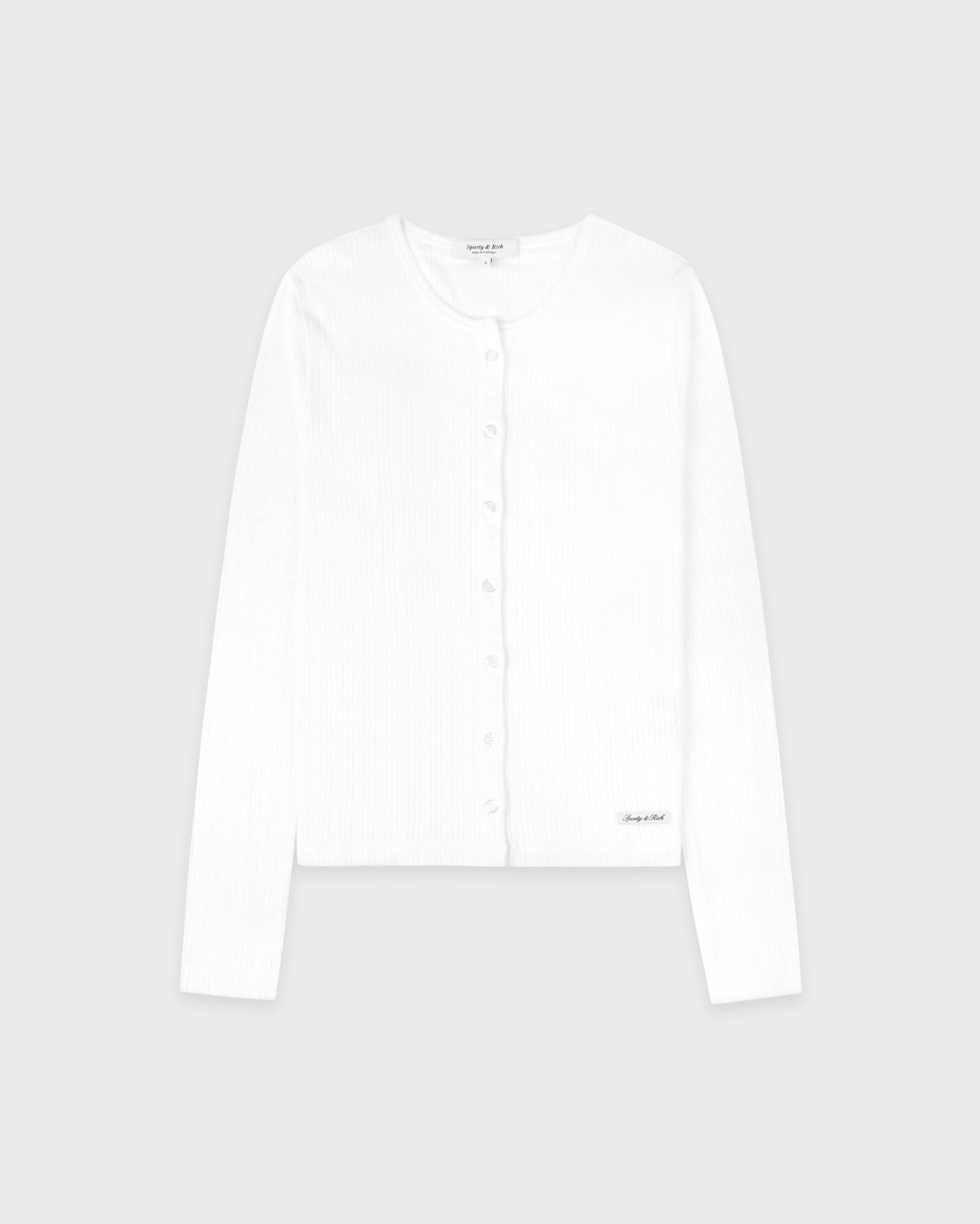Cardigan en pointelle avec logo emblématique - Blanc