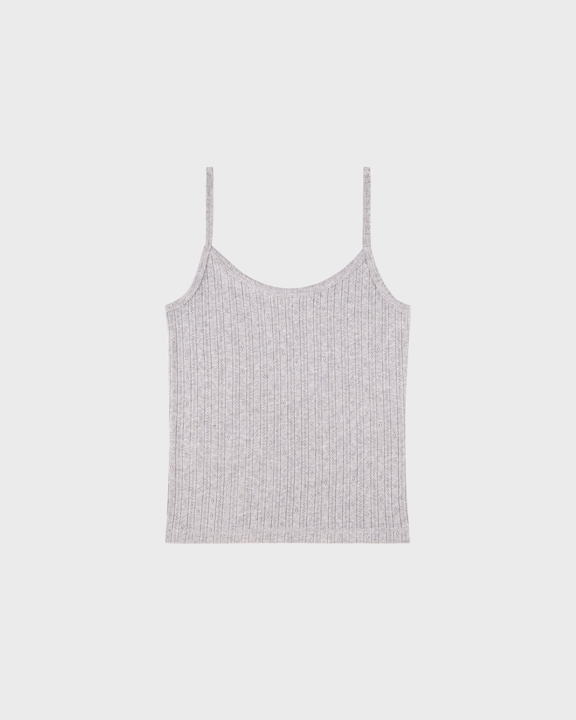 Débardeur en pointelle avec logo Signature - Gris chiné