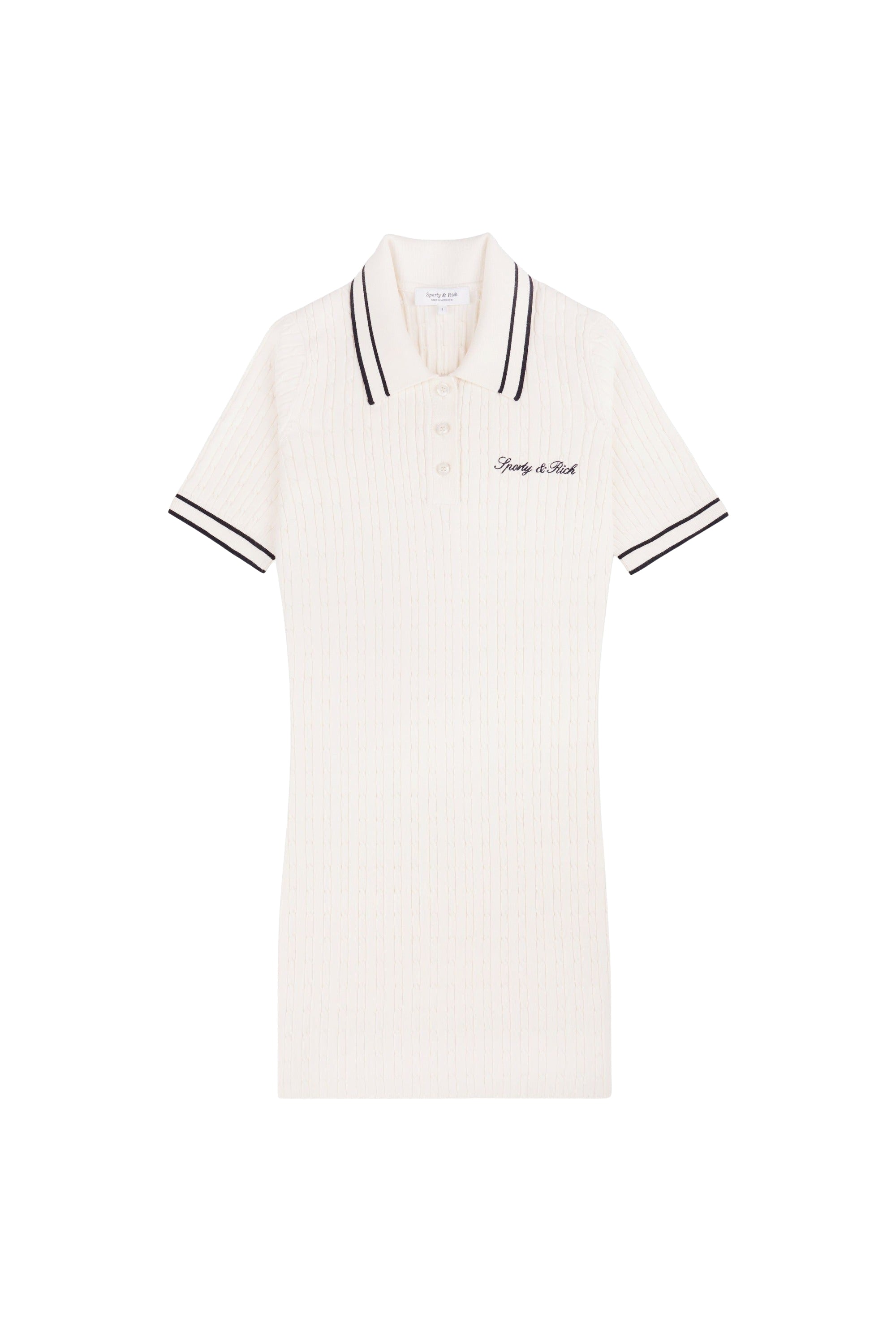 Mini Cable Dress with iconic logo - Ecru & Navy Blue