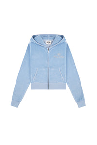 Sweatshirt zippé Juicy Script en velours - Bleu Ciel