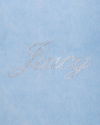 Sweat à capuche zippé en velours « Juicy Script » - Bleu ciel