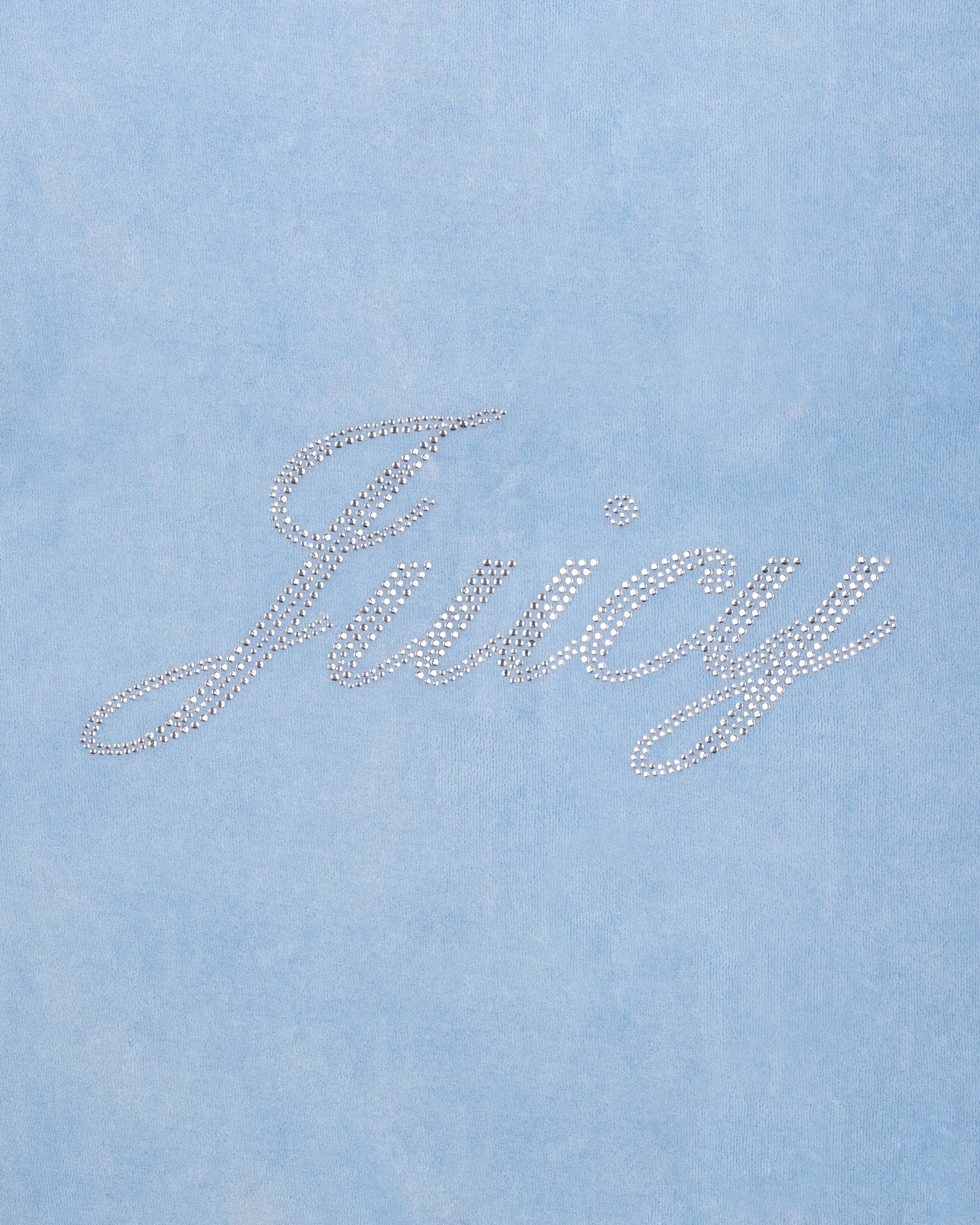 Sweat à capuche zippé en velours « Juicy Script » - Bleu ciel