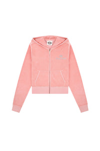 Sweatshirt zippé Juicy en velours - Rose