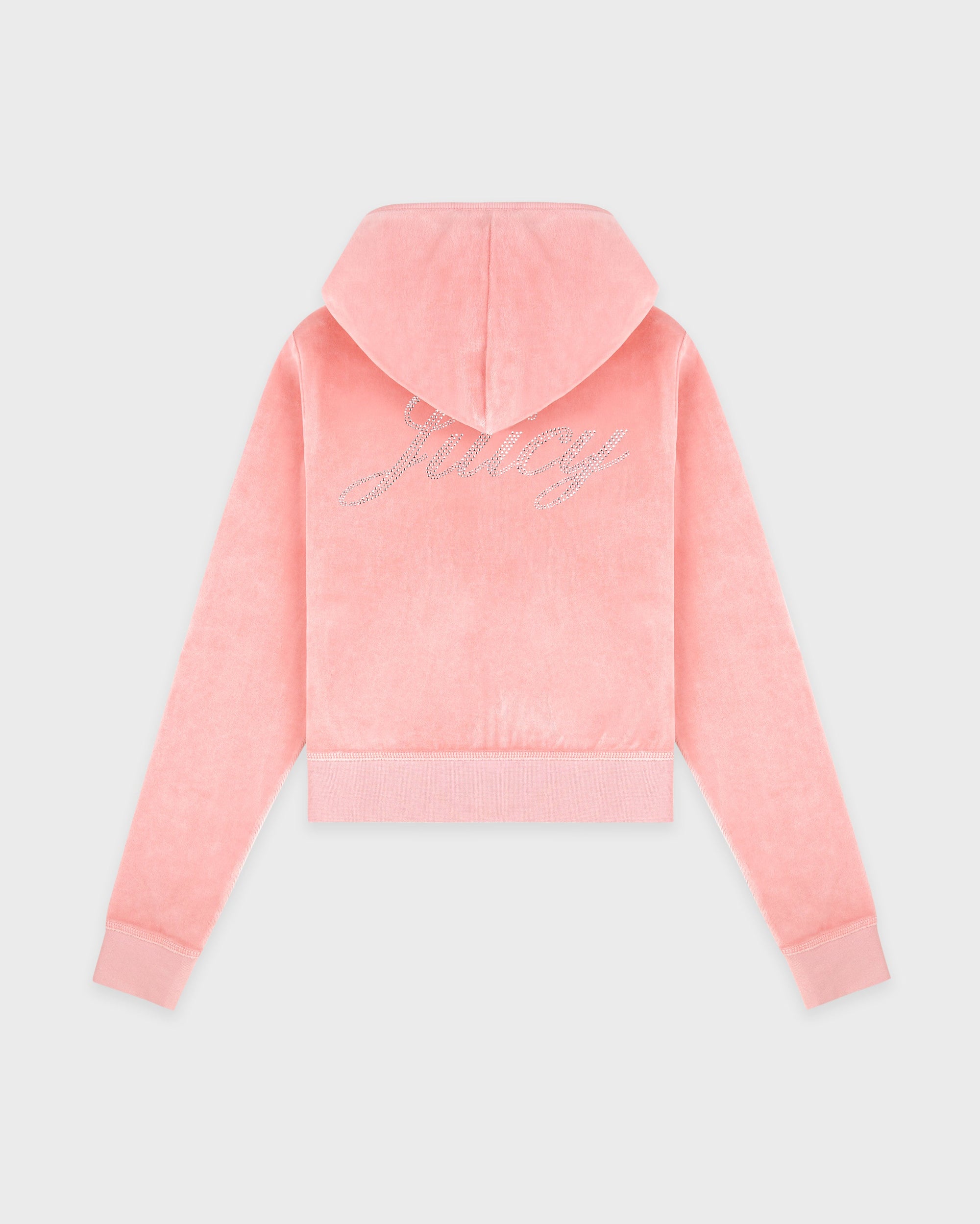 Sweat à capuche zippé en velours avec inscription « Juicy » - Rose