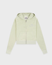 Sweat à capuche zippé en velours « Juicy Script » - Sauge