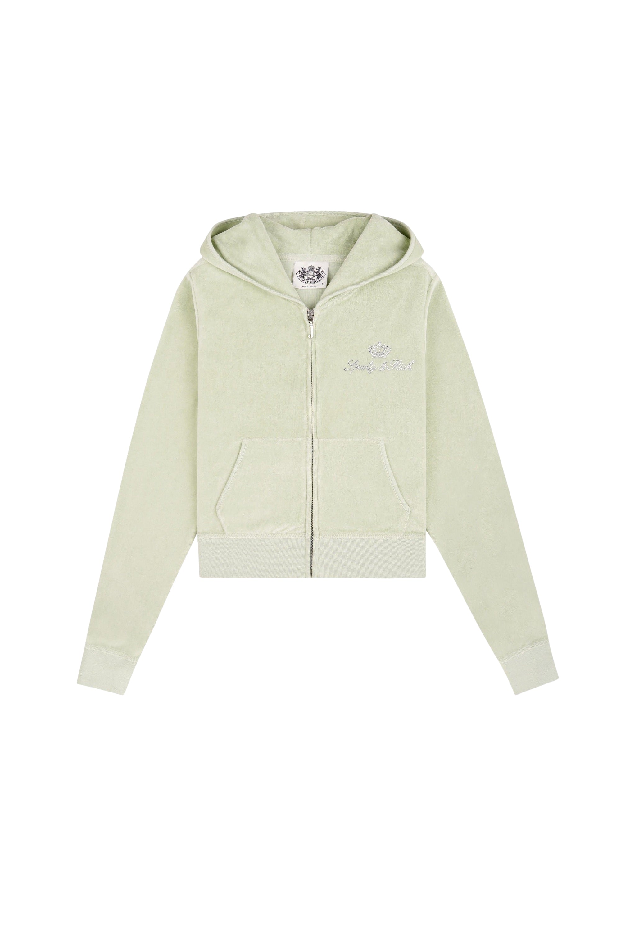Sweatshirt zippé Juicy Script en velours - Sauge
