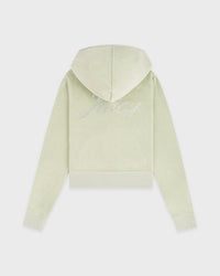 Sweat à capuche zippé en velours « Juicy Script » - Sauge