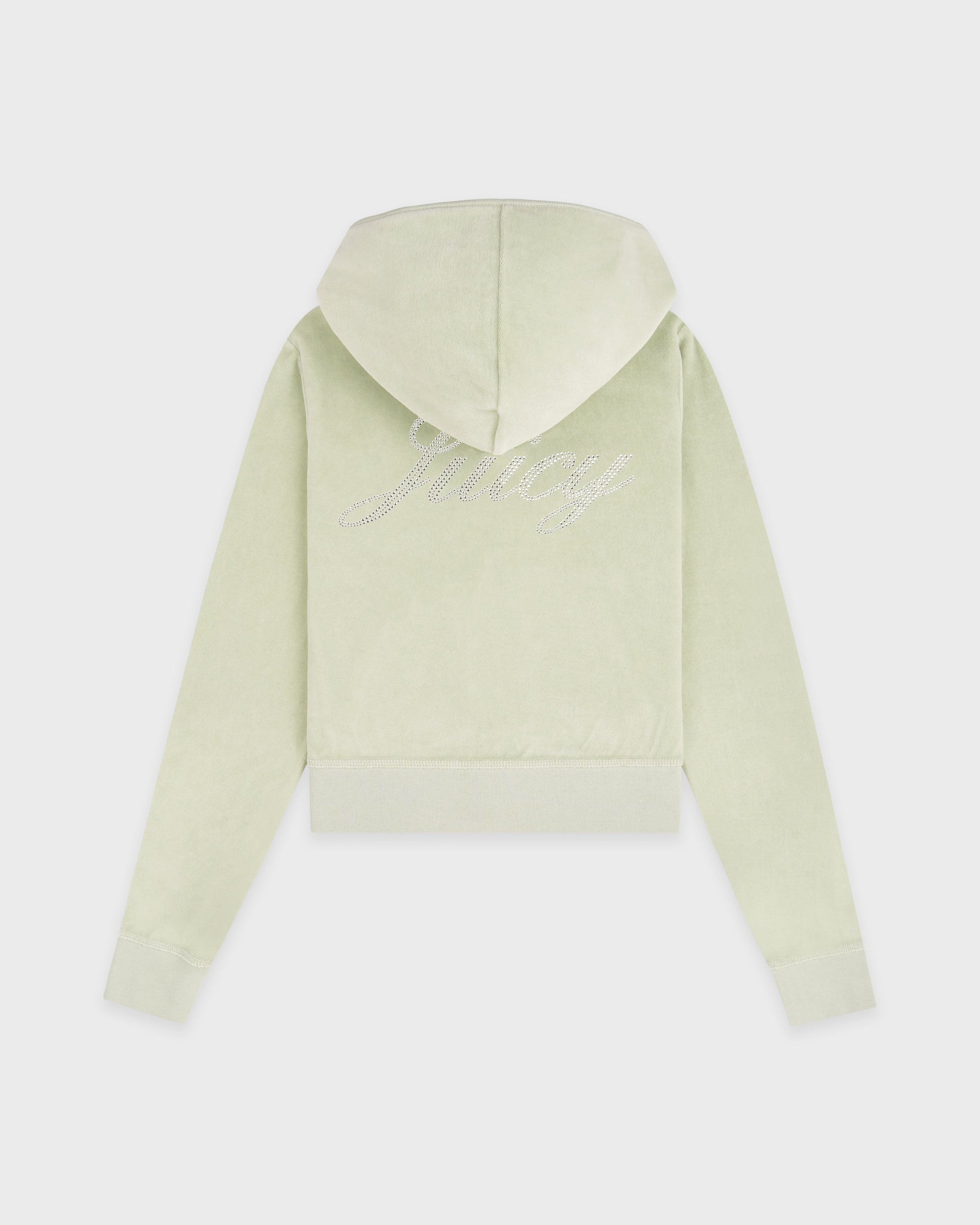 Sweat à capuche zippé en velours « Juicy Script » - Sauge