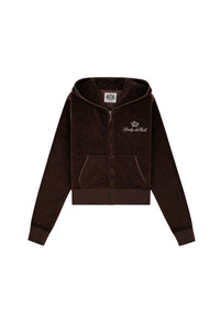 Sweatshirt zippé Juicy Script en velours - Chocolat