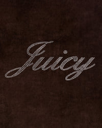 Sweat à capuche zippé en velours « Juicy Script » - Chocolat
