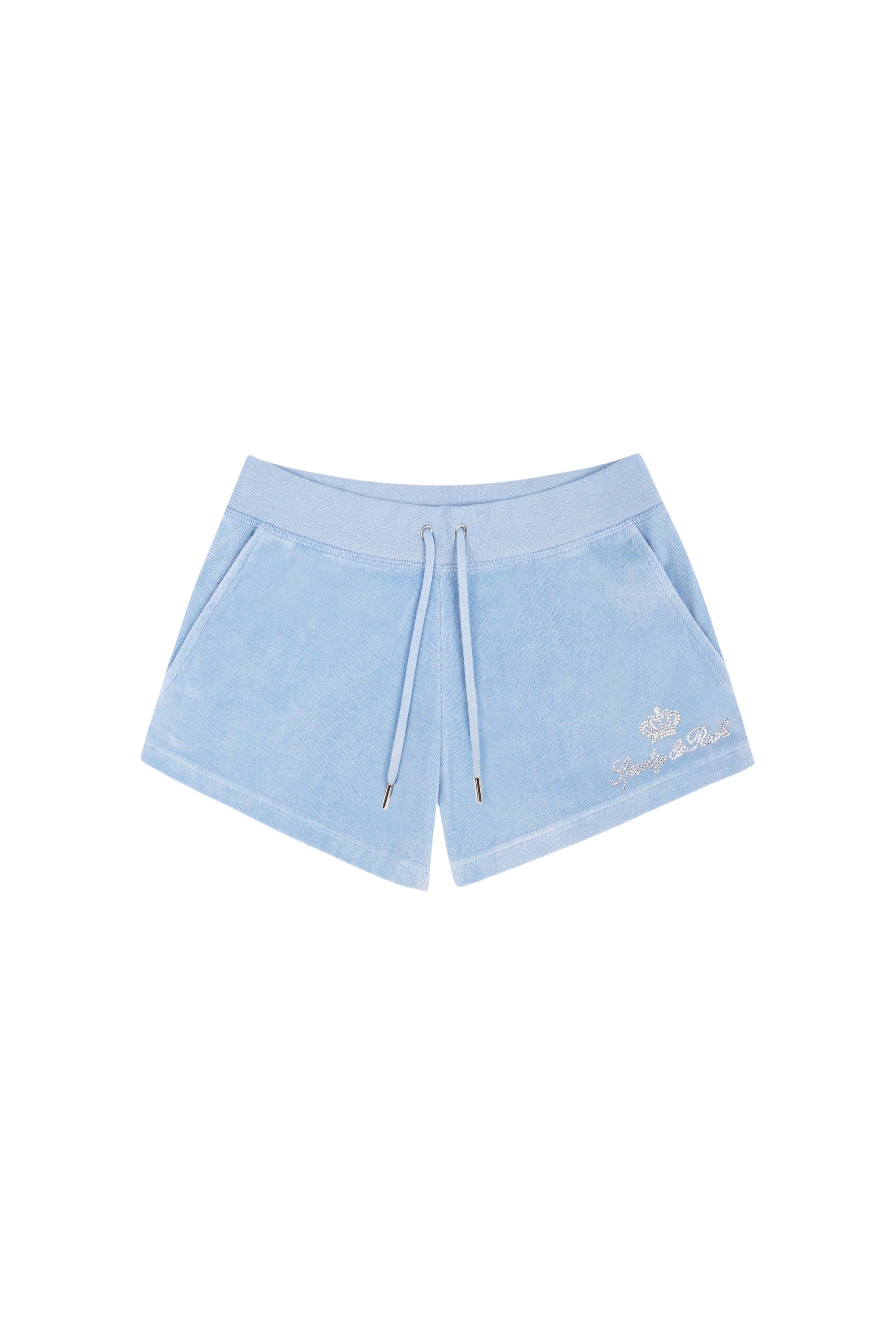 Short Juicy Script en velours - Bleu Ciel