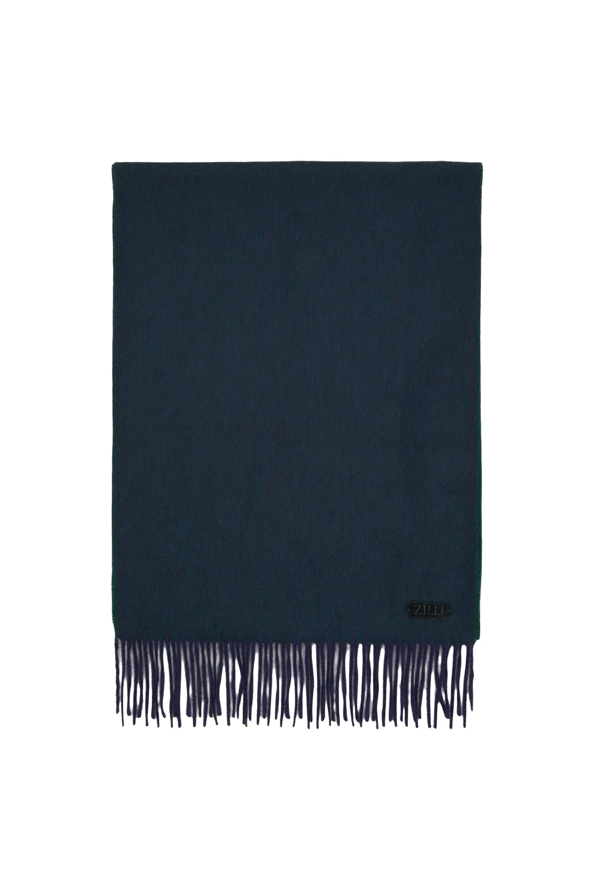Two-tone fringed cashmere scarf - Dark Navy & Dark Green