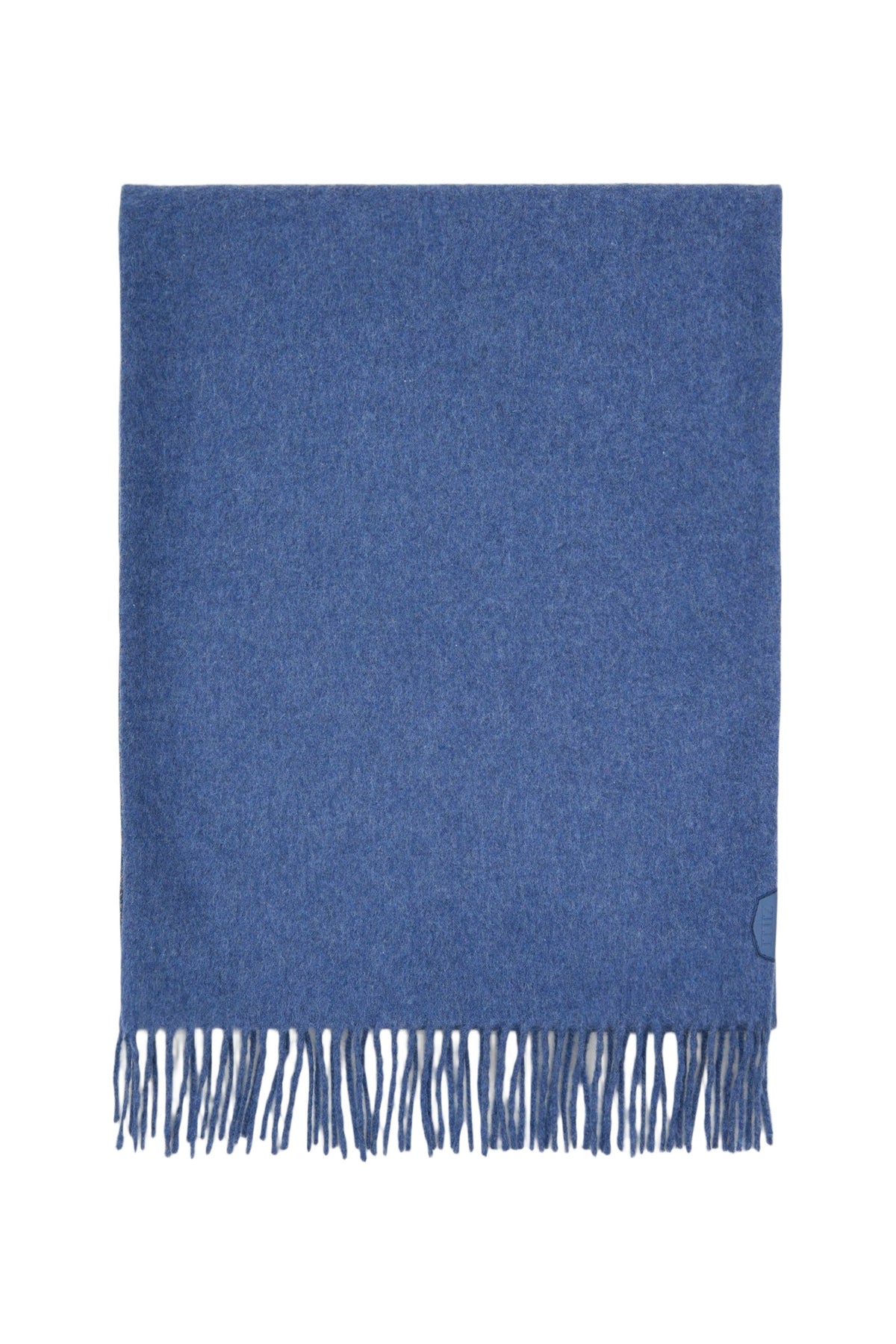 Écharpe à franges et motifs en cachemire et soie mélangée - Smoke Blue