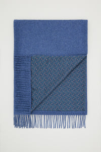 Écharpe à franges et motifs en cachemire et soie mélangée - Smoke Blue