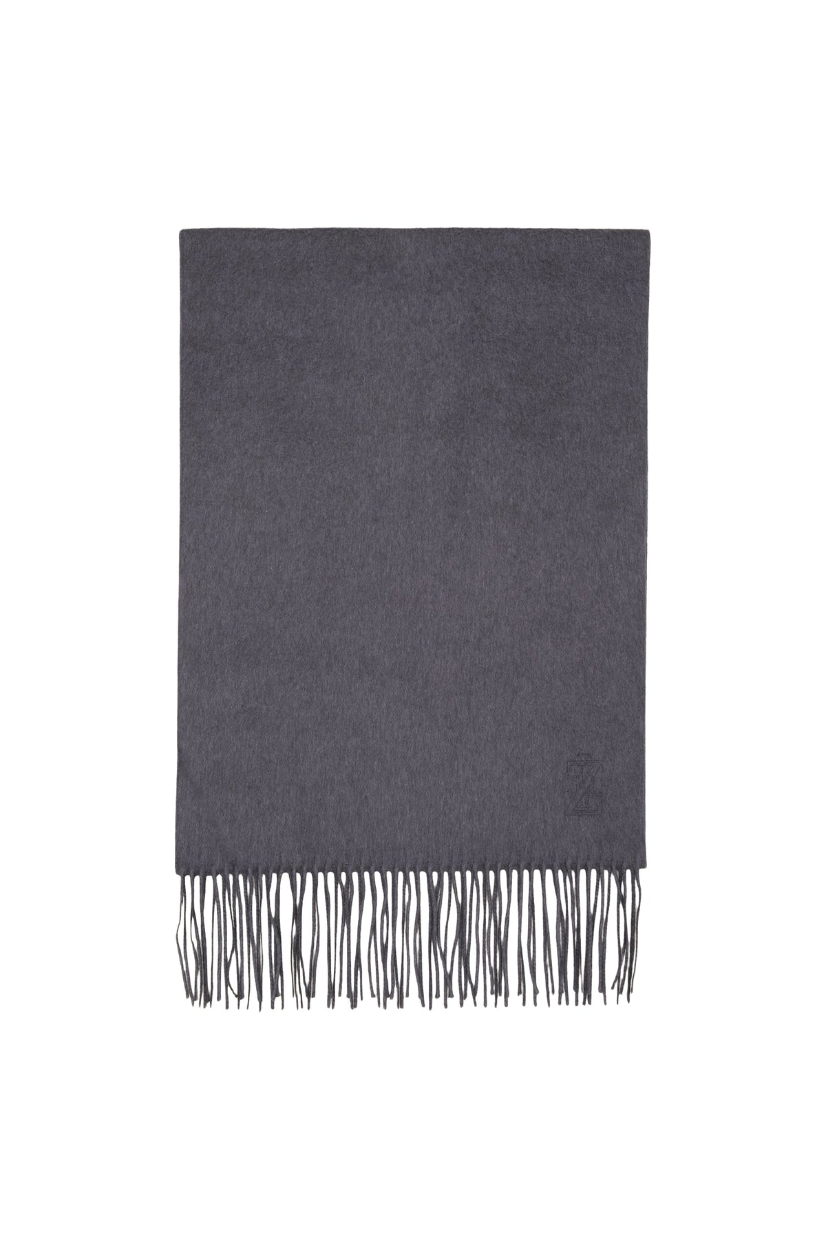 Écharpe à franges en soie et cachemire - Blue Navy