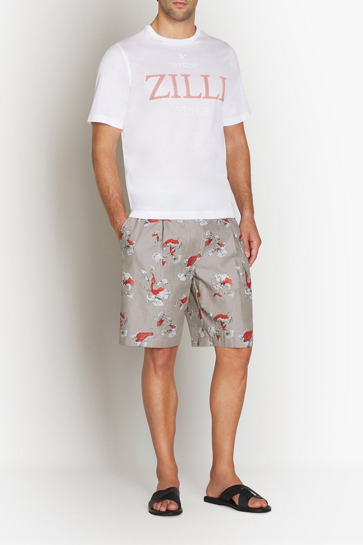 Short de survêtement à motifs en lin - Pale Camel