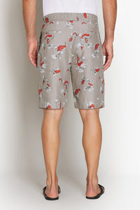 Short de survêtement à motifs en lin - Pale Camel