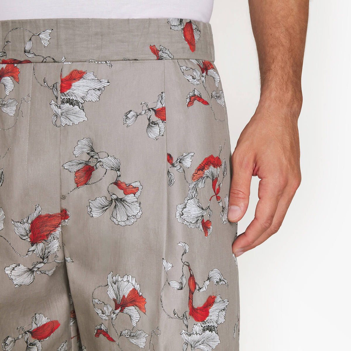 Short de survêtement en lin - PALE CAMEL