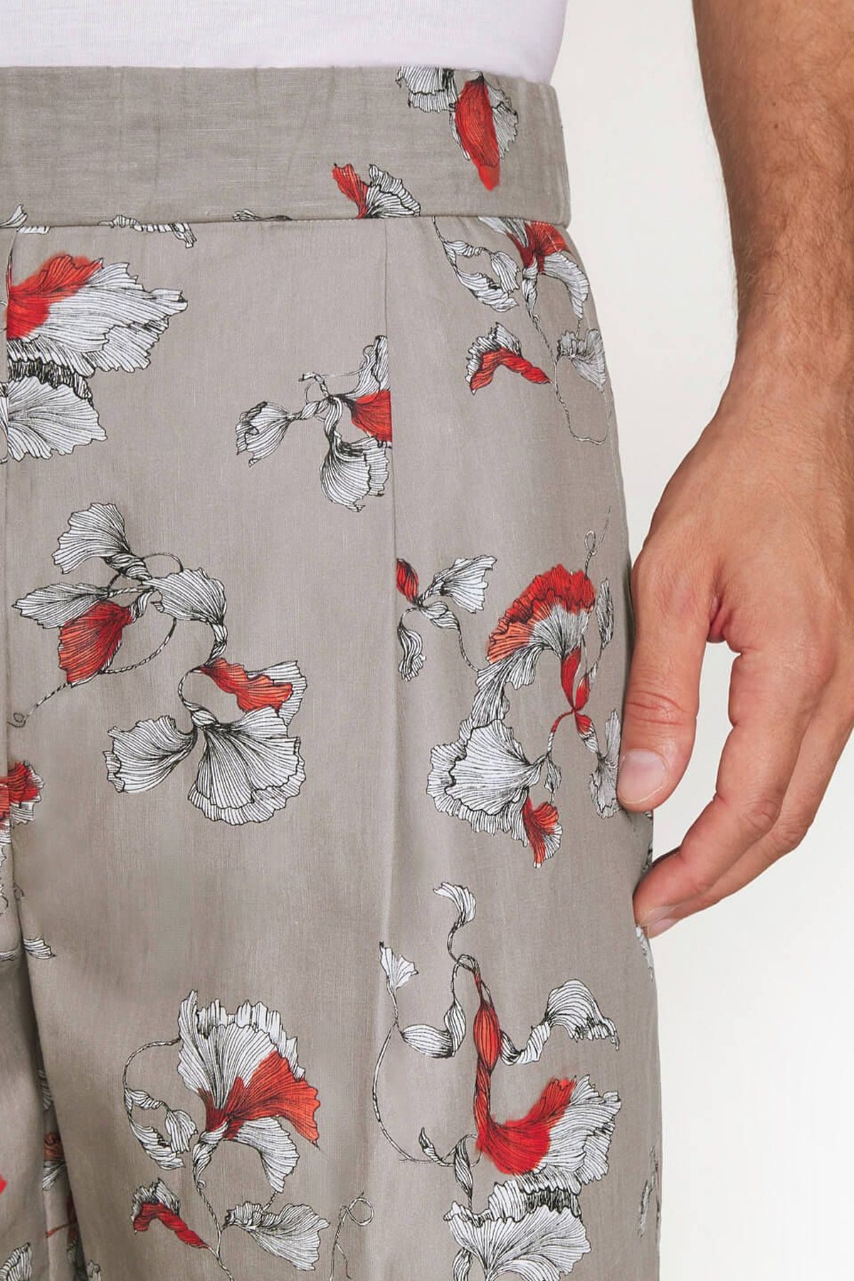 Short de survêtement à motifs en lin - Pale Camel