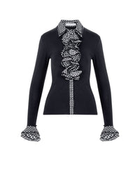 Chemise Stacy à double volants en coton - Noir et blanc
