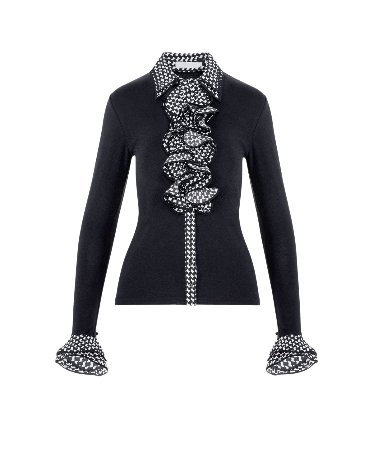 Chemise Stacy à double volants en coton - Noir et blanc