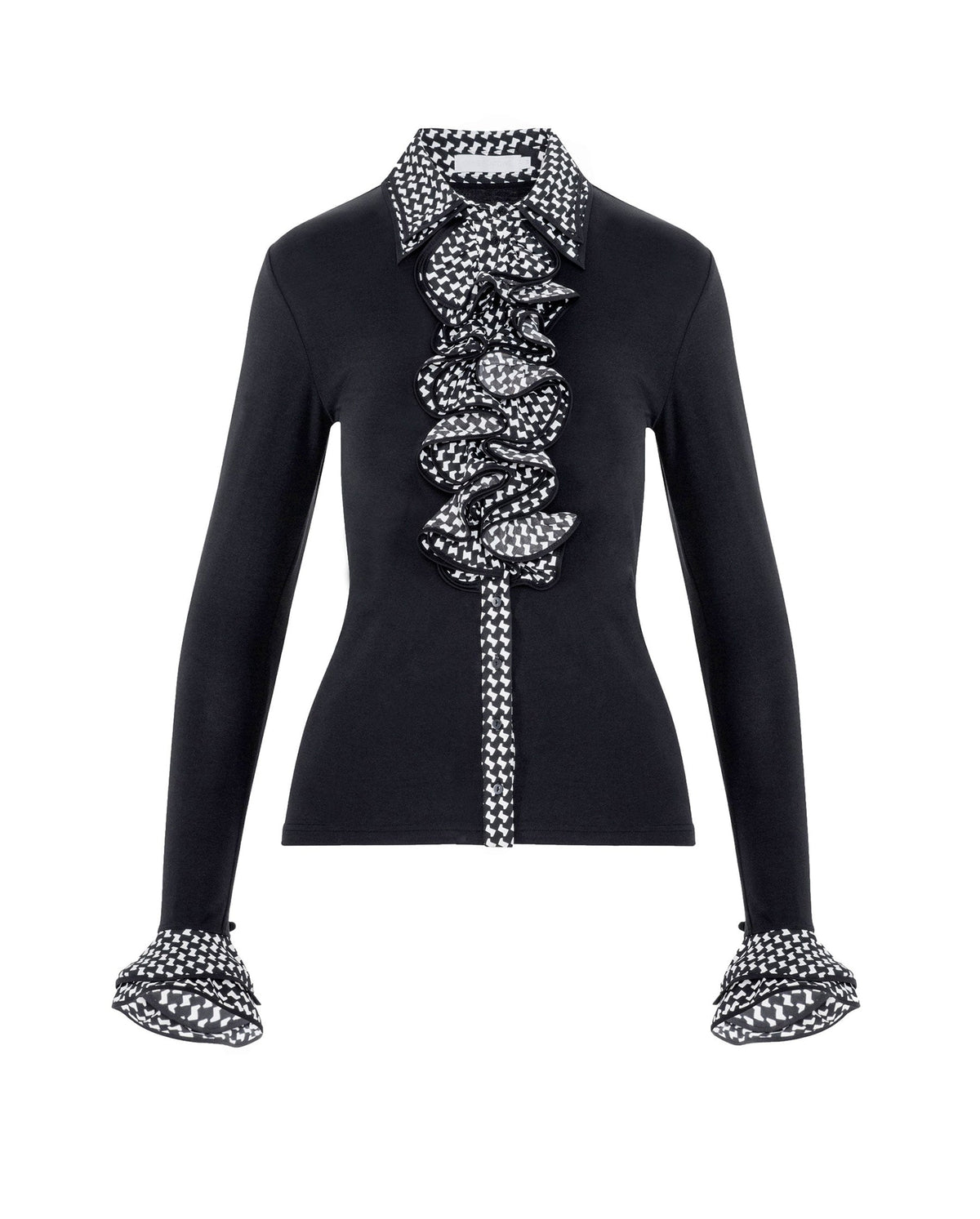 Chemise Stacy à double volants - Black & White