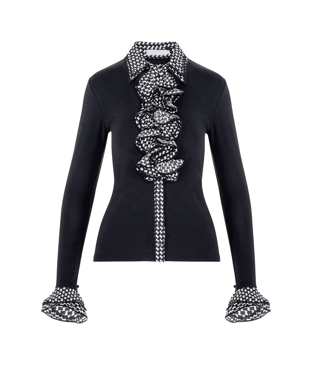 Chemise Stacy à double volants - Black & White