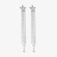 ZNO STOCK 0 / Reco 80 SILVER/CRYSTAL Earrings STAR FRINGE EARRINGS