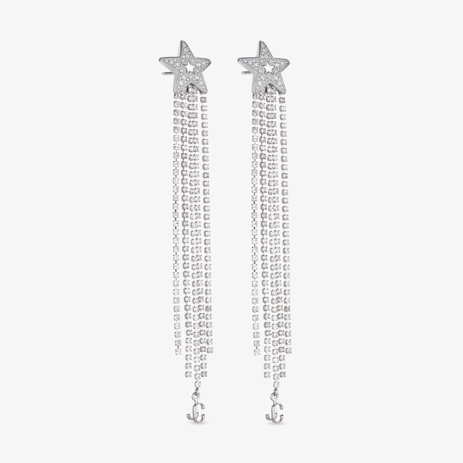 ZNO STOCK 0 / Reco 80 SILVER/CRYSTAL Earrings STAR FRINGE EARRINGS
