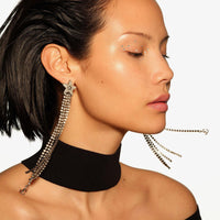 ZNO STOCK 0 / Reco 80 SILVER/CRYSTAL Earrings STAR FRINGE EARRINGS